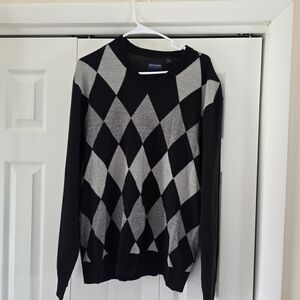 Dockers Men’s Black and Gray Argyle V-Neck Sweater